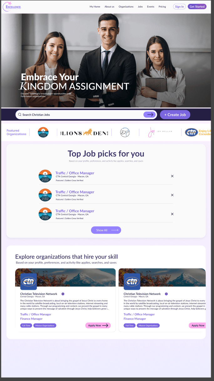 Excellence Directory jobs feed view