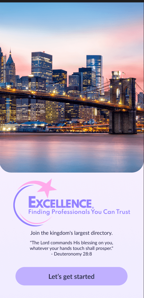 Excellence Directory onboarding screen